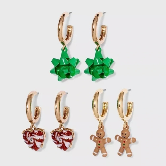 Target Jewelry - Target 3-pack Christmas Hoop Huggy Earrings 🎄